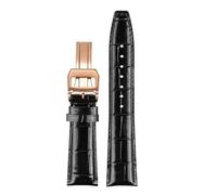 POYNMRE Correa de reloj piel vaca italiana 20 mm y 22 con cierre hebilla plegable aguja, compatible la serie IWC PORTUGIESER(Black rose gold)
