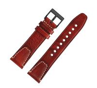 POYNMRE Correa De Reloj Piel Vaca Vintage Liberación Rápida 20 Mm Y 22, Universal, Compatible Con Rolex, Omega, Tudor Longines(Red black,22mm)