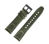 POYNMRE Correa De Reloj Piel Vaca Vintage Liberación Rápida 20 Mm Y 22, Universal, Compatible Con Rolex, Omega, Tudor Longines(Green black,22mm)
