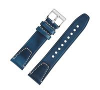 POYNMRE Correa De Reloj Piel Vaca Vintage Liberación Rápida 20 Mm Y 22, Universal, Compatible Con Rolex, Omega, Tudor Longines(Blue silver,22mm)