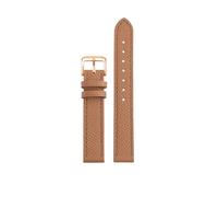 POYNMRE Correa de reloj piel vacuno compatible con GC GTIMELESS YA1265022, 15 mm, color negro/marrón, hebilla pasador, suave, for mujer(Brown-rosegold)