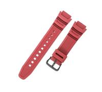 POYNMRE Correa de reloj silicona y resina cuadrada con hebilla acero inoxidable macizo 18 mm compatible Casio AQ-S800W, AEQ-110W, F-108WH MRW-200h(Red-Black-K5)