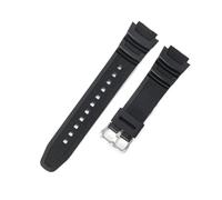 POYNMRE Correa de reloj silicona y resina cuadrada con hebilla acero inoxidable macizo 18 mm compatible Casio AQ-S800W, AEQ-110W, F-108WH MRW-200h(Black-Steel-K5)