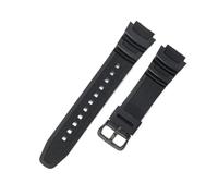 POYNMRE Correa de reloj silicona y resina cuadrada con hebilla acero inoxidable macizo 18 mm compatible Casio AQ-S800W, AEQ-110W, F-108WH MRW-200h(Black-Black-K5)