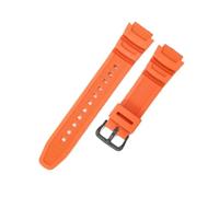 POYNMRE Correa de reloj silicona y resina cuadrada con hebilla acero inoxidable macizo 18 mm compatible Casio AQ-S800W, AEQ-110W, F-108WH MRW-200h(Orange-Black-K5)