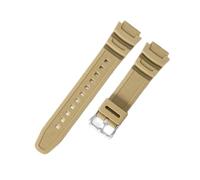 POYNMRE Correa de reloj silicona y resina cuadrada con hebilla acero inoxidable macizo 18 mm compatible Casio AQ-S800W, AEQ-110W, F-108WH MRW-200h(Khaki-Steel-K5)