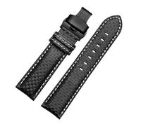 POYNMRE Correa de reloj universal fibra carbono negra 20 mm, 21, 22 y 23, compatible con correas for hombre, hebilla pasador cierre mariposa suave(1blackwhite-black,23mm)
