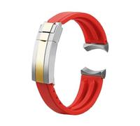 POYNMRE Correa de silicona 20 m y 22 mm compatible con Tudor Green Bay Little Panda Black Shield Red Flower for hombre, hebilla desplegable(Red-gold,22mm)