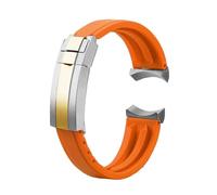 POYNMRE Correa de silicona 20 m y 22 mm compatible con Tudor Green Bay Little Panda Black Shield Red Flower for hombre, hebilla desplegable(Orange-gold,22mm)