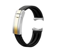 POYNMRE Correa de silicona 20 m y 22 mm compatible con Tudor Green Bay Little Panda Black Shield Red Flower for hombre, hebilla desplegable(Black-gold,20mm)