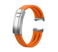 POYNMRE Correa de silicona 20 m y 22 mm compatible con Tudor Green Bay Little Panda Black Shield Red Flower for hombre, hebilla desplegable(Orange-silver,20mm)