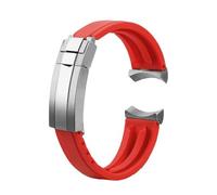 POYNMRE Correa de silicona 20 m y 22 mm compatible con Tudor Green Bay Little Panda Black Shield Red Flower for hombre, hebilla desplegable(Red-silver,22mm)