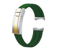 POYNMRE Correa de silicona 20 m y 22 mm compatible con Tudor Green Bay Little Panda Black Shield Red Flower for hombre, hebilla desplegable(Green-gold,22mm)
