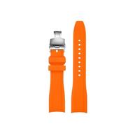 POYNMRE Correa de silicona 22 mm compatible con Casio Edifice EFR-303 EFR-304, resistente al agua y sudor, curvada, for hombre(1orange-Silver)