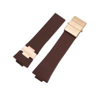 POYNMRE Correa de silicona 25 x 12 mm compatible con Athens Observation Navigation 1183 for hombre y mujer, resistente al agua, compatible correa goma Ulysse Nardin(Brown rose gold)