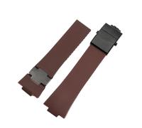 POYNMRE Correa de silicona 25 x 12 mm compatible con Athens Observation Navigation 1183 for hombre y mujer, resistente al agua, compatible correa goma Ulysse Nardin(Brown black)