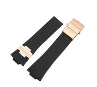 POYNMRE Correa de silicona 25 x 12 mm compatible con Athens Observation Navigation 1183 for hombre y mujer, resistente al agua, compatible correa goma Ulysse Nardin(Black rose gold)