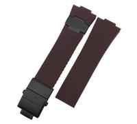 POYNMRE Correa de silicona compatible con Athens Observation Navigation 1183 for hombre y mujer. Resistente al agua, compatible correa goma Ulysse Nardin 25 mm(Brown-black)