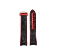 POYNMRE Correa de silicona con hebilla plegable for Omega Seamaster 300 Ocean, correa goma azul y naranja extremo curvo 20 mm 22(Black red Rose gold,Width-20mm)