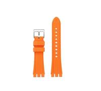 POYNMRE Correa de silicona for reloj hombre, 19 mm y 21, compatible con Swatch YVS, YCS, YAS YGS, correa goma impermeable for deportes al aire libre, accesorios pulsera(Orange Silver,Width 19mm)