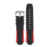 POYNMRE Correa de silicona for reloj Tissot 1853 Bicycle Racing Series 18 mm T111.417 T111417A for hombre, resistente al agua, con herramientas(Black red-silver)