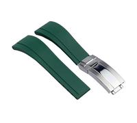 POYNMRE Correa de silicona suave natural compatible con Rolex Daytona Submariner GMT OYSTERFLEX, pulsera hebilla plegable 20 mm(Green silver clasp)