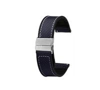 POYNMRE Correa inferior de silicona y nailon de 20 mm y 22 mm compatible con Casio EFB-670 EFR-303 EFR-304 Efv-540 Pulsera deportiva compatible con Seiko Citizen Tissot Watchband(Dark blue,22mm)
