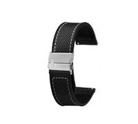 POYNMRE Correa inferior de silicona y nailon de 20 mm y 22 mm compatible con Casio EFB-670 EFR-303 EFR-304 Efv-540 Pulsera deportiva compatible con Seiko Citizen Tissot Watchband(Noir,22mm)