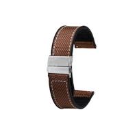 POYNMRE Correa inferior de silicona y nailon de 20 mm y 22 mm compatible con Casio EFB-670 EFR-303 EFR-304 Efv-540 Pulsera deportiva compatible con Seiko Citizen Tissot Watchband(Brown,20mm)