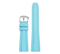 POYNMRE Correa universal de caucho fluorado 20 mm y 22, compatible con Breitling Super Ocean Avenger, repuesto pulsera deportiva impermeable for hombre(Light blue silver,20mm)