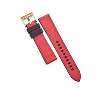 POYNMRE Correas de reloj cuero híbrido FPM/FKM alta resistencia, 20 mm y 22, liberación rápida, caucho fluorado resistente al agua for buceo(Red Black-Gold,22mm)
