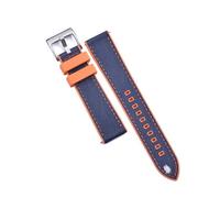 POYNMRE Correas de reloj cuero híbrido FPM/FKM alta resistencia, 20 mm y 22, liberación rápida, caucho fluorado resistente al agua for buceo(Blue Orange-Silver,22mm)