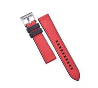 POYNMRE Correas de reloj cuero híbrido FPM/FKM alta resistencia, 20 mm y 22, liberación rápida, caucho fluorado resistente al agua for buceo(Red Black-Silver,20mm)