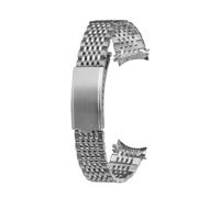 POYNMRE Curved End Watchband Compatible With Omega Seamaster Speedmaster DeVille Stainless Steel Strap 18mm 19mm 20mm Thin Bracelet Belt Silver Gold(Silver,20mm)