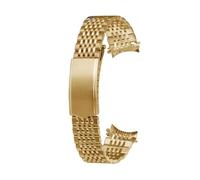 POYNMRE Curved End Watchband Compatible With Omega Seamaster Speedmaster DeVille Stainless Steel Strap 18mm 19mm 20mm Thin Bracelet Belt Silver Gold(Gold,18mm)