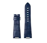 POYNMRE Genuine Leather Watchband With Steel End Link Compatible With Tissot PRX Series Watch Band T137.407/410 Super Player Strap Bracelet Blue(Beige)