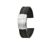 POYNMRE Hebilla plegable de acero y metal de 22 mm, accesorios de reloj de silicona for hombre, compatible con Breitling Superocean Navitimer Avenger, correa de reloj de goma suave(Black steel buckle)