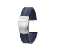 POYNMRE Hebilla plegable de acero y metal de 22 mm, accesorios de reloj de silicona for hombre, compatible con Breitling Superocean Navitimer Avenger, correa de reloj de goma suave(Blue steel buckle)