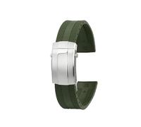 POYNMRE Hebilla plegable de acero y metal de 22 mm, accesorios de reloj de silicona for hombre, compatible con Breitling Superocean Navitimer Avenger, correa de reloj de goma suave(Green steel buckle)