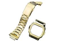 POYNMRE Kit de modificación DW5600 compatible con Casio 3229 DW-5600 5610, caja y correa metal for GW-M5610 GW-B5600, acero inoxidable(Gold case-strap,5610mm)