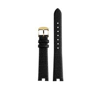 POYNMRE Pulsera de 12 mm y 14 mm Correa de reloj for mujer compatible con GC Women YA141.4 YA141505 Correa de reloj de cuero de alta calidad Pulsera con ajuste de muesca(Black-gold,12mm)