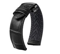 POYNMRE Pulsera de 20MM y 22MM Compatible con Rolex IWC MAURICE LACROIX Omega Armani correa de reloj de cuero correa de reloj de silicona de goma(BLACK WHITE,19mm)