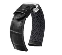 POYNMRE Pulsera de 20MM y 22MM Compatible con Rolex IWC MAURICE LACROIX Omega Armani correa de reloj de cuero correa de reloj de silicona de goma(White Black,20mm)