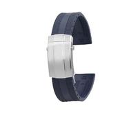 POYNMRE Pulsera deportiva de caucho de 22 mm compatible con la serie Breitling Avengers Yellow Wolf Super Ocean Challenger con cierre plegable(Blue-silver)