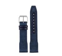 POYNMRE Pulsera for hombre de 20 mm y 21 mm Compatible con IWC Mark Nylon + correa de reloj de cuero de vaca Pilot Prince Bertolo Portugal Correa de reloj con hebilla plegable(Blue silver pin,21mm)