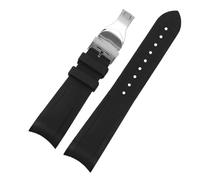 POYNMRE Silione Watchband Special Compatible con Tudor Black Bay GMT 1958 Corcha curva Hebilla plegable Azul rojo 22 mm Bracele WatchBand(Black-fold buckle)