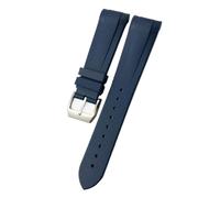 POYNMRE Silione Watchband Special Compatible con Tudor Black Bay GMT 1958 Corcha curva Hebilla plegable Azul rojo 22 mm Bracele WatchBand(Blue- pin buckle)
