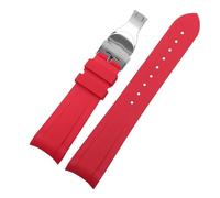 POYNMRE Silione Watchband Special Compatible con Tudor Black Bay GMT 1958 Corcha curva Hebilla plegable Azul rojo 22 mm Bracele WatchBand(Red-fold buckle)