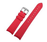 POYNMRE Silione Watchband Special Compatible con Tudor Black Bay GMT 1958 Corcha curva Hebilla plegable Azul rojo 22 mm Bracele WatchBand(Red-pin buckle)