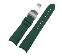 POYNMRE Silione Watchband Special Compatible con Tudor Black Bay GMT 1958 Corcha curva Hebilla plegable Azul rojo 22 mm Bracele WatchBand(Green-fold buckle)